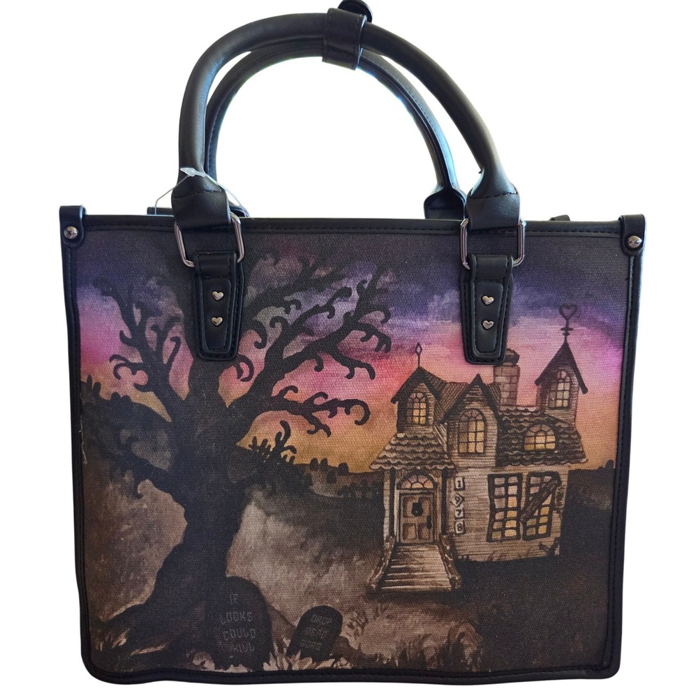 Betsey Johnson Satchel Multi New Haunted House Spooky Gothic BM30840 - Picture 2 of 10